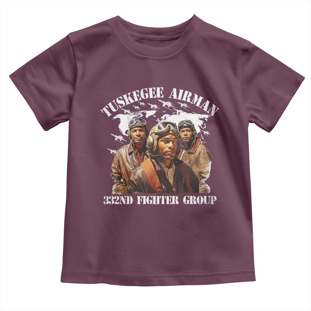 Tuskegee Airman Toddler T Shirt 332ND Fighter Group Black History Month TS11 Maroon Print Your Wear