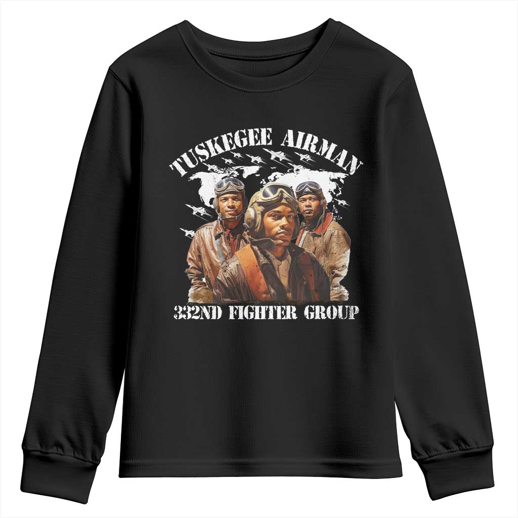 Tuskegee Airman Youth Sweatshirt 332ND Fighter Group Black History Month TS11 Black Print Your Wear