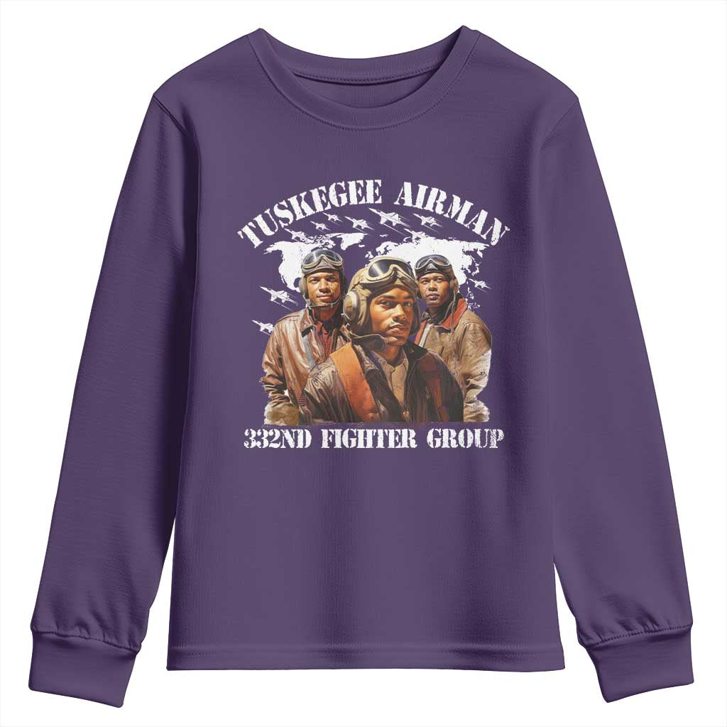 Tuskegee Airman Youth Sweatshirt 332ND Fighter Group Black History Month TS11 Purple Print Your Wear