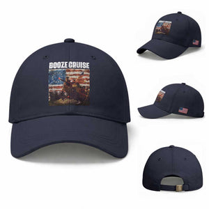 Funny George Washington Baseball Cap Booze Cruise Political Party Vintage American Flag TS11 Baseball Cap Universal Fit Navy Print Your Wear