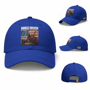 Funny George Washington Baseball Cap Booze Cruise Political Party Vintage American Flag TS11 Baseball Cap Universal Fit Royal Blue Print Your Wear