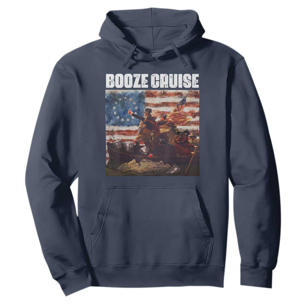 Funny George Washington Hoodie Booze Cruise Political Party Vintage American Flag TS11 Navy Print Your Wear