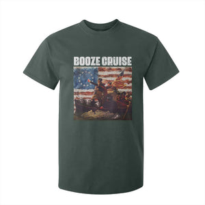 Funny George Washington T Shirt For Kid Booze Cruise Political Party Vintage American Flag TS11 Dark Forest Green Print Your Wear