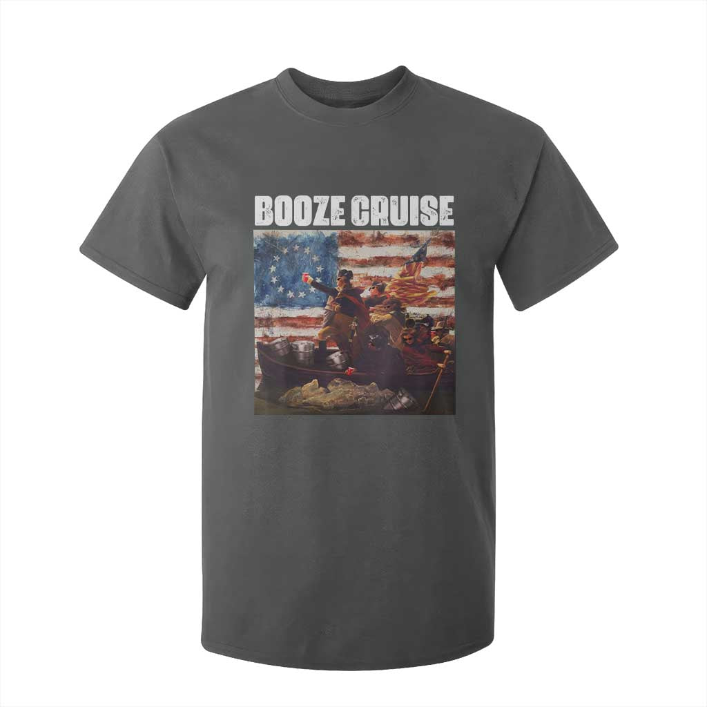 Funny George Washington T Shirt For Kid Booze Cruise Political Party Vintage American Flag TS11 Dark Heather Print Your Wear