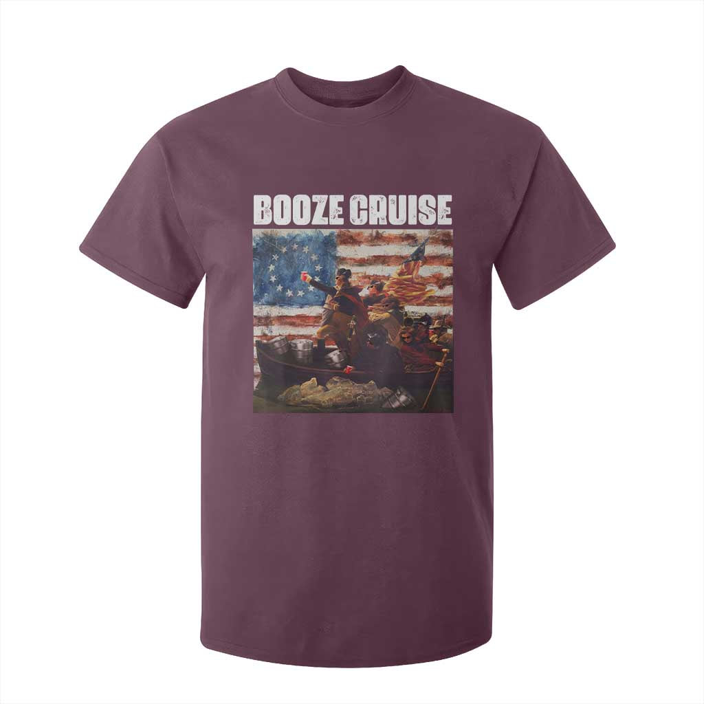 Funny George Washington T Shirt For Kid Booze Cruise Political Party Vintage American Flag TS11 Maroon Print Your Wear