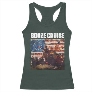 Funny George Washington Racerback Tank Top Booze Cruise Political Party Vintage American Flag TS11 Dark Forest Green Print Your Wear