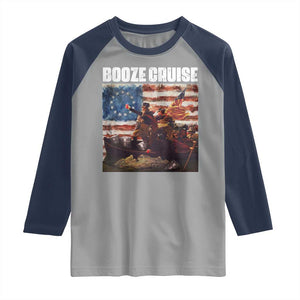Funny George Washington Raglan Shirt Booze Cruise Political Party Vintage American Flag TS11 Sport Gray Navy Print Your Wear