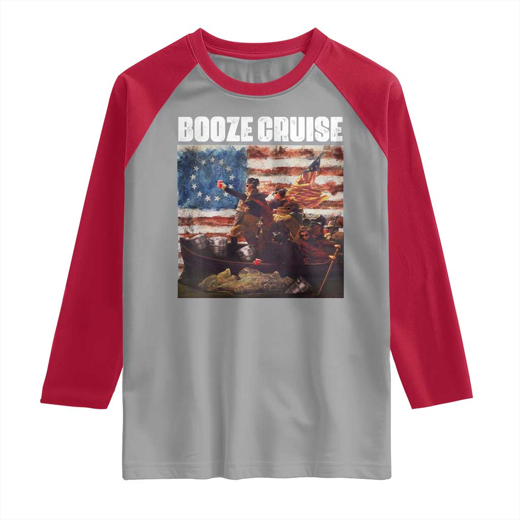 Funny George Washington Raglan Shirt Booze Cruise Political Party Vintage American Flag TS11 Sport Gray Red Print Your Wear
