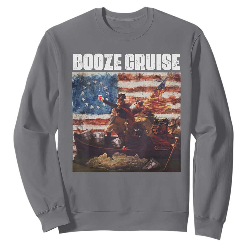 Funny George Washington Sweatshirt Booze Cruise Political Party Vintage American Flag TS11 Charcoal Print Your Wear