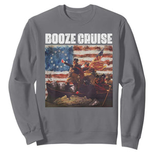 Funny George Washington Sweatshirt Booze Cruise Political Party Vintage American Flag TS11 Charcoal Print Your Wear