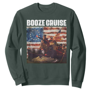 Funny George Washington Sweatshirt Booze Cruise Political Party Vintage American Flag TS11 Dark Forest Green Print Your Wear