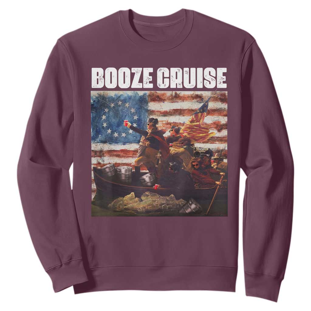 Funny George Washington Sweatshirt Booze Cruise Political Party Vintage American Flag TS11 Maroon Print Your Wear