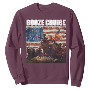 Funny George Washington Sweatshirt Booze Cruise Political Party Vintage American Flag TS11 Maroon Print Your Wear