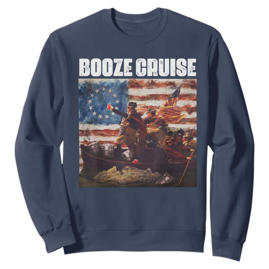Funny George Washington Sweatshirt Booze Cruise Political Party Vintage American Flag TS11 Navy Print Your Wear