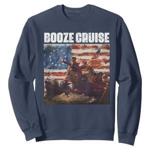 Funny George Washington Sweatshirt Booze Cruise Political Party Vintage American Flag TS11 Navy Print Your Wear
