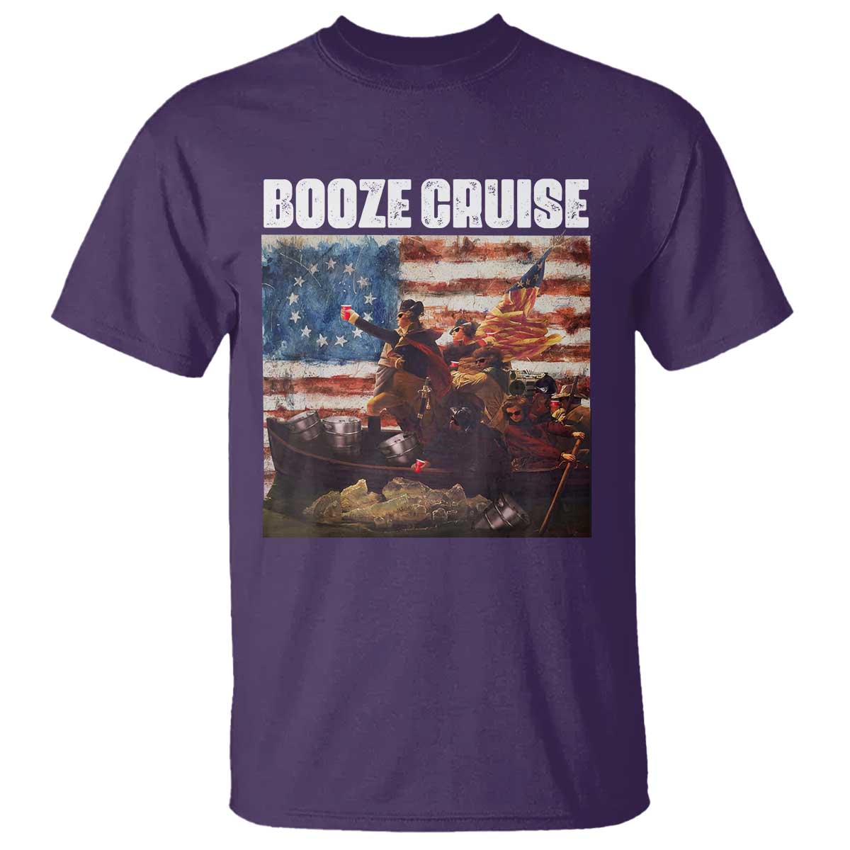 Funny George Washington T Shirt Booze Cruise Political Party Vintage American Flag TS11 Purple Print Your Wear