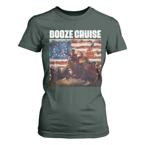Funny George Washington T Shirt For Women Booze Cruise Political Party Vintage American Flag TS11 Dark Forest Green Print Your Wear