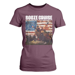 Funny George Washington T Shirt For Women Booze Cruise Political Party Vintage American Flag TS11 Maroon Print Your Wear