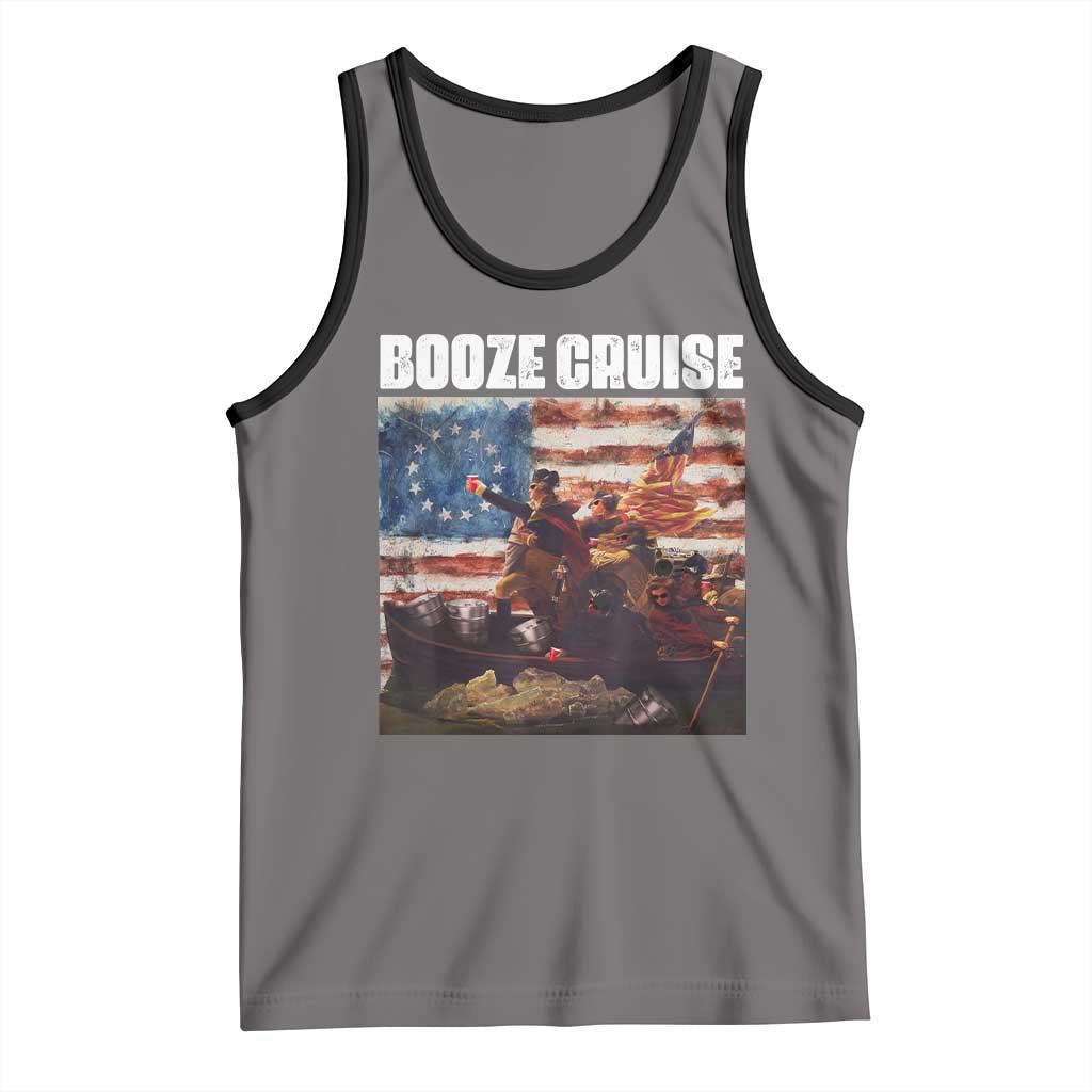 Funny George Washington Tank Top Booze Cruise Political Party Vintage American Flag TS11 Deep Heather Black Print Your Wear