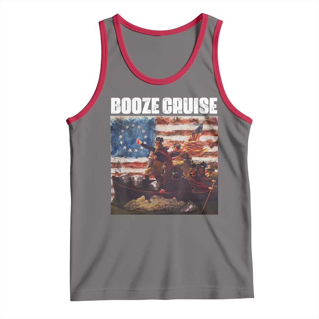 Funny George Washington Tank Top Booze Cruise Political Party Vintage American Flag TS11 Deep Heather Red Print Your Wear