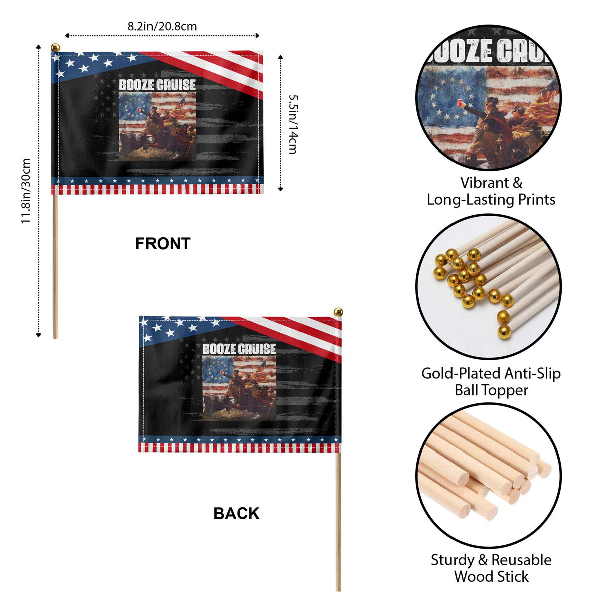 Funny George Washington Patriotic Handheld Flag Booze Cruise Political Party Vintage American Flag TS11 Print Your Wear