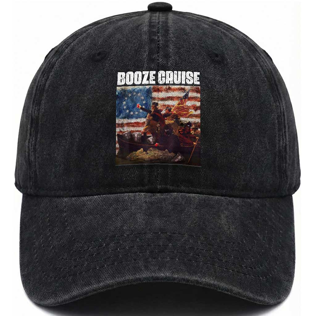 Funny George Washington Washed Cotton Baseball Cap Booze Cruise Political Party Vintage American Flag TS11 Print Your Wear