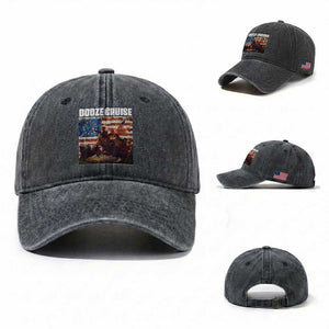 Funny George Washington Washed Cotton Baseball Cap Booze Cruise Political Party Vintage American Flag TS11 Washed Cap Universal Fit Dark Gray Print Your Wear