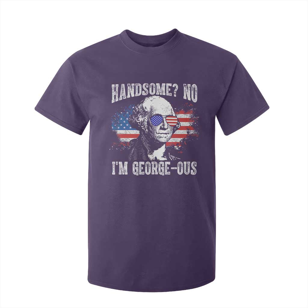 Funny George Washington T Shirt For Kid Handsome No I'm George-ous 4th Of July American Flag TS11 Purple Print Your Wear