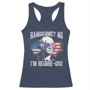 Funny George Washington Racerback Tank Top Handsome No I'm George-ous 4th Of July American Flag TS11 Navy Print Your Wear