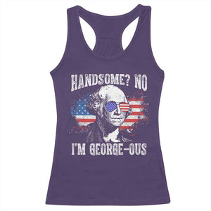 Funny George Washington Racerback Tank Top Handsome No I'm George-ous 4th Of July American Flag TS11 Purple Print Your Wear