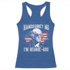 Funny George Washington Racerback Tank Top Handsome No I'm George-ous 4th Of July American Flag TS11 Royal Blue Print Your Wear