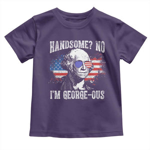 Funny George Washington Toddler T Shirt Handsome No I'm George-ous 4th Of July American Flag TS11 Purple Print Your Wear