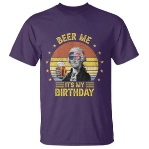 Funny George Washington's Birthday T Shirt Beer Me It's My Birthday Presidents' Day TS11 Purple Print Your Wear
