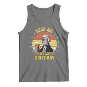 Funny George Washington's Birthday Tank Top Beer Me It's My Birthday Presidents' Day TS11 Black Heather Print Your Wear