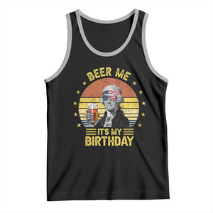 Funny George Washington's Birthday Tank Top Beer Me It's My Birthday Presidents' Day TS11 Black Athletic Heather Print Your Wear