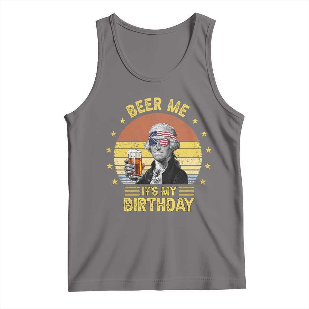 Funny George Washington's Birthday Tank Top Beer Me It's My Birthday Presidents' Day TS11 Deep Heather Print Your Wear