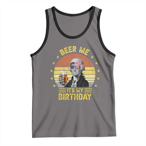Funny George Washington's Birthday Tank Top Beer Me It's My Birthday Presidents' Day TS11 Deep Heather Black Print Your Wear