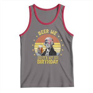 Funny George Washington's Birthday Tank Top Beer Me It's My Birthday Presidents' Day TS11 Deep Heather Red Print Your Wear
