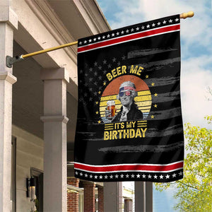 Funny George Washington's Birthday Patriotic Garden Flag Beer Me It's My Birthday Presidents' Day TS11 Distressed Black Red Print Your Wear