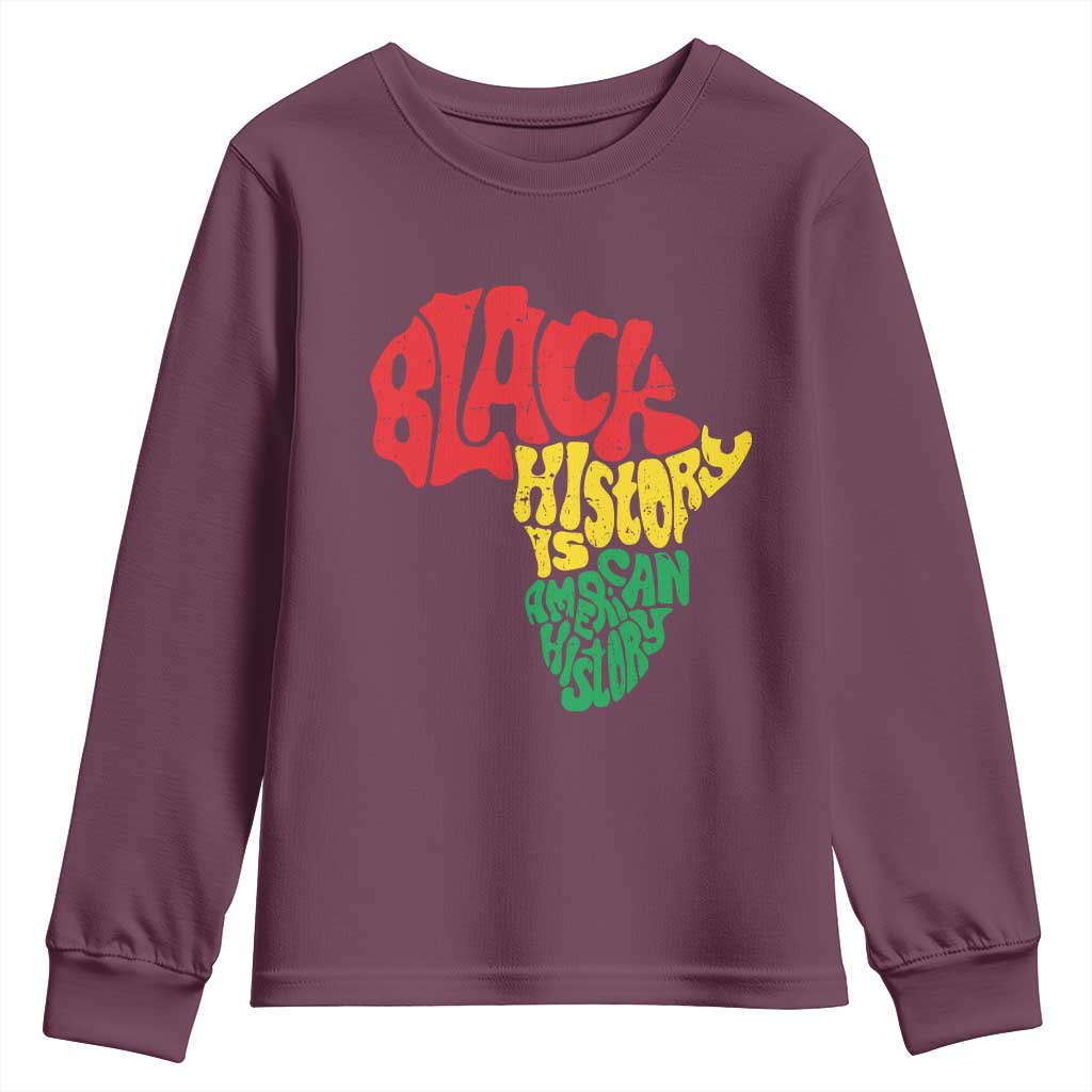 Black History Is American History Youth Sweatshirt Vintage Africa Map TS11 Maroon Print Your Wear