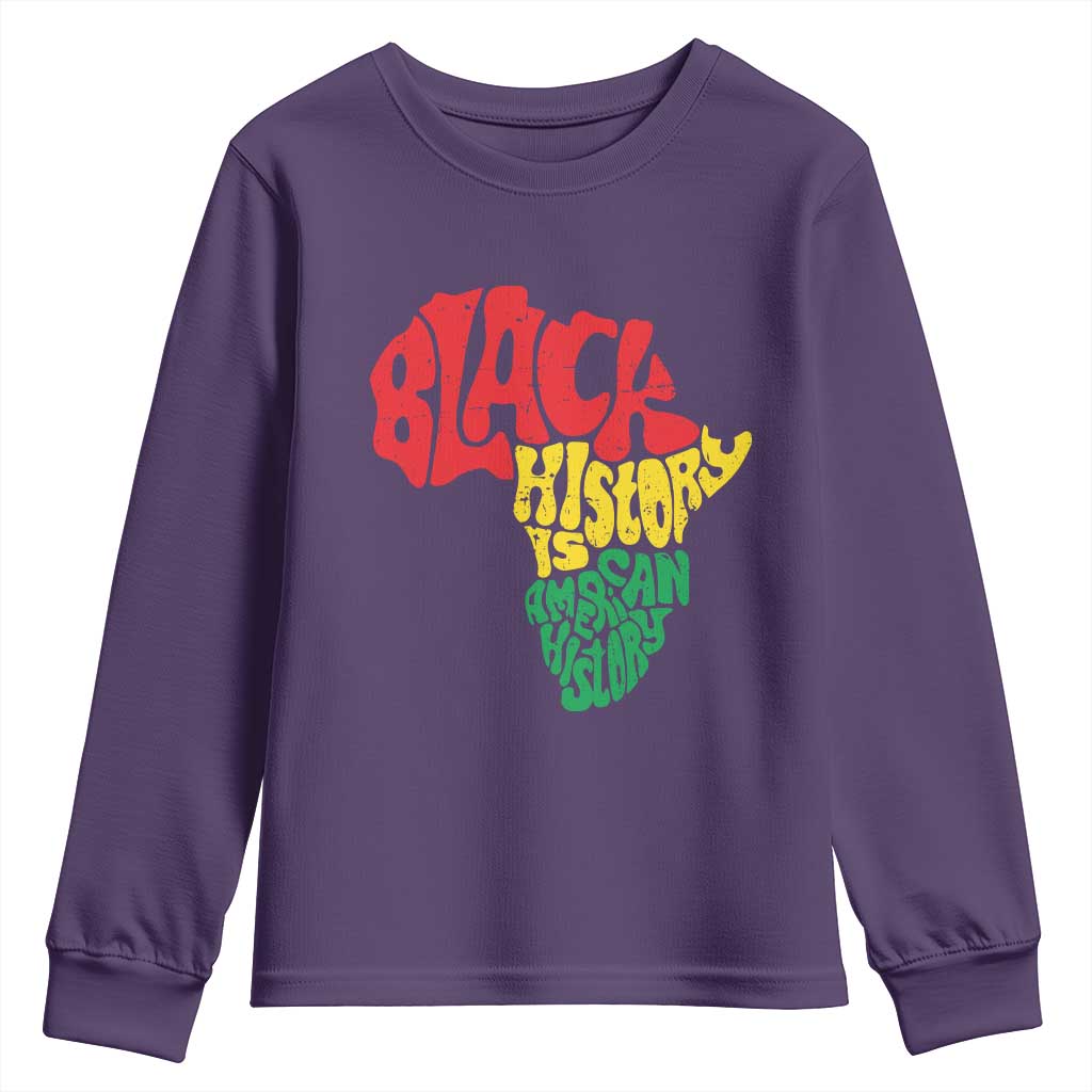 Black History Is American History Youth Sweatshirt Vintage Africa Map TS11 Purple Print Your Wear