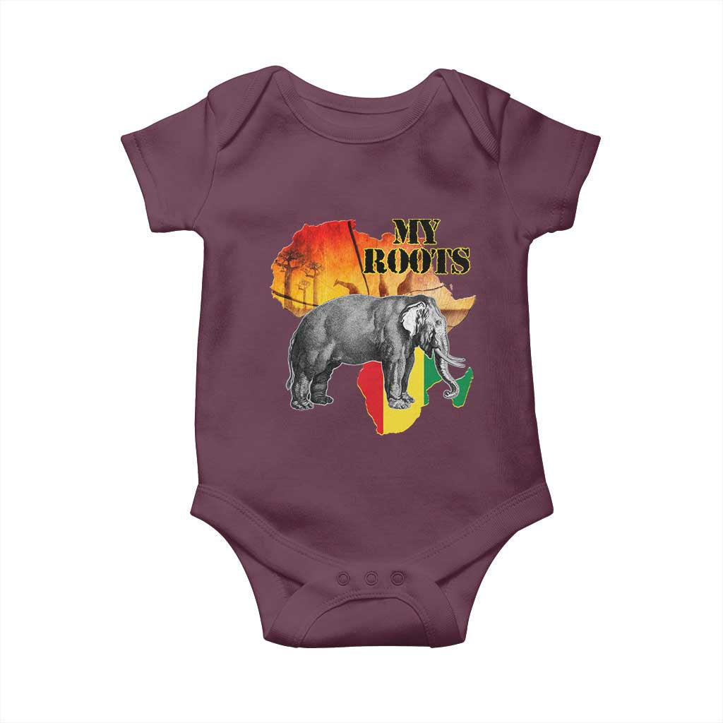 Africa Roots Baby Onesie My Roots Africa Map Black History Elephant TS11 Maroon Print Your Wear