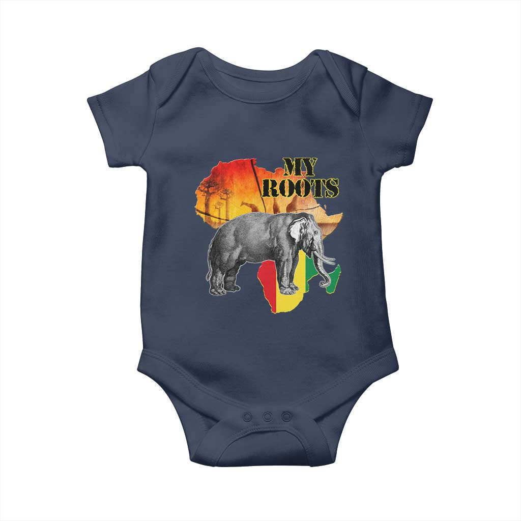 Africa Roots Baby Onesie My Roots Africa Map Black History Elephant TS11 Navy Print Your Wear