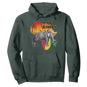Africa Roots Hoodie My Roots Africa Map Black History Elephant TS11 Dark Forest Green Print Your Wear