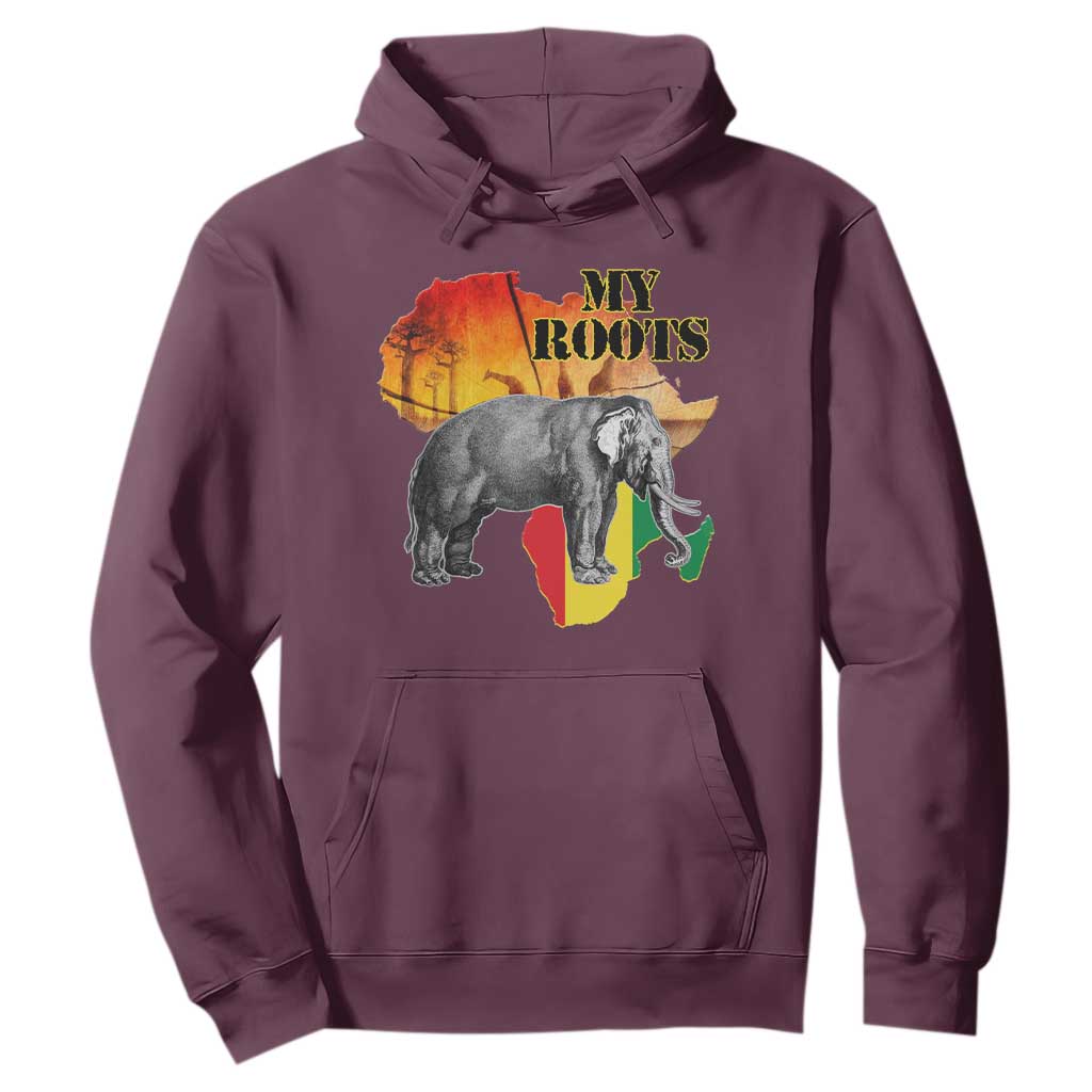 Africa Roots Hoodie My Roots Africa Map Black History Elephant TS11 Maroon Print Your Wear