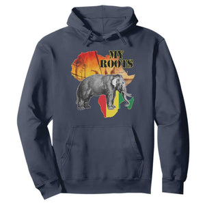 Africa Roots Hoodie My Roots Africa Map Black History Elephant TS11 Navy Print Your Wear