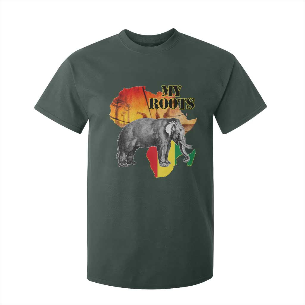 Africa Roots T Shirt For Kid My Roots Africa Map Black History Elephant TS11 Dark Forest Green Print Your Wear
