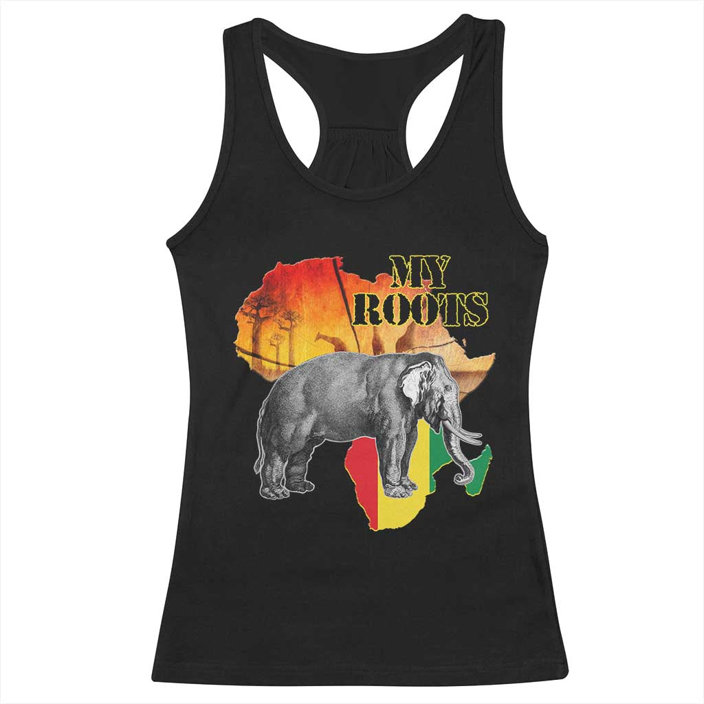 Africa Roots Racerback Tank Top My Roots Africa Map Black History Elephant TS11 Black Print Your Wear