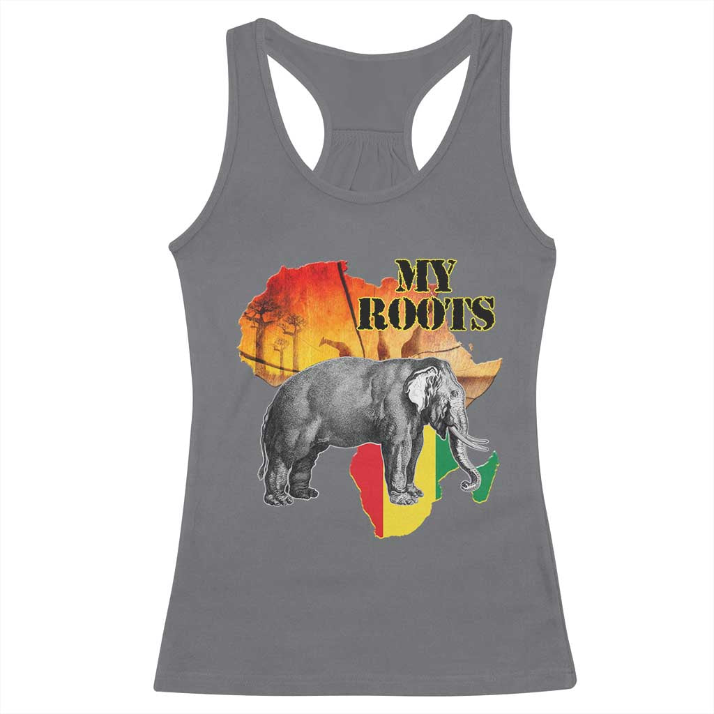 Africa Roots Racerback Tank Top My Roots Africa Map Black History Elephant TS11 Charcoal Print Your Wear