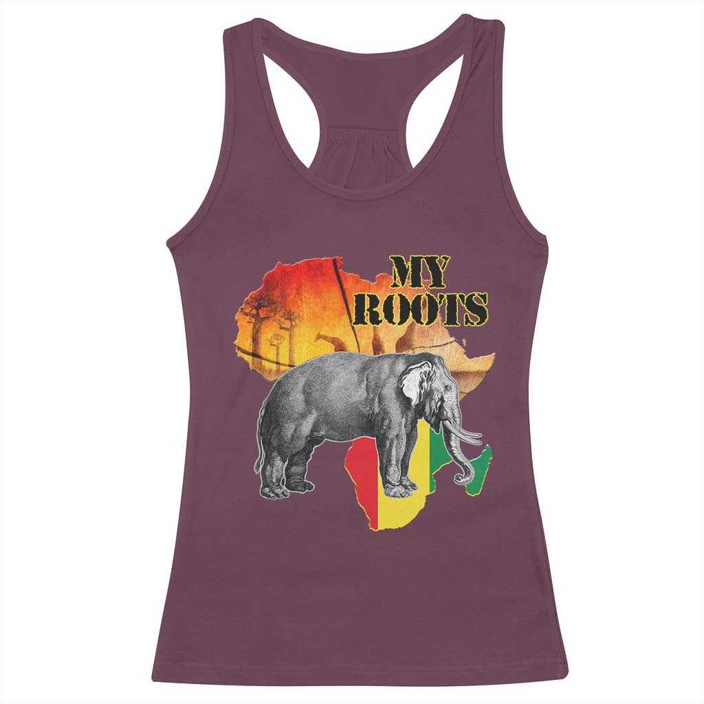 Africa Roots Racerback Tank Top My Roots Africa Map Black History Elephant TS11 Maroon Print Your Wear